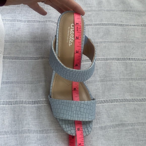 Charles by Charles David block heel sandal in pastel blue. - Picture 12 of 12